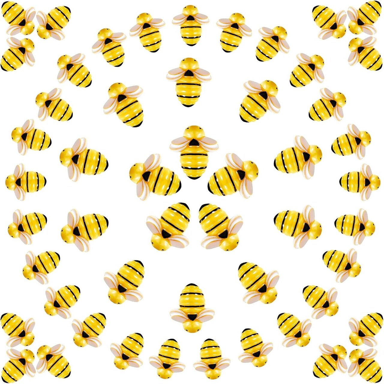 60‑Piece Tiny Resin Bee Embellishments (3 Sizes) | Mini Plastic Garden Bees for Honey‑Themed Party Decor, DIY Crafts, Cake Decorations & Baby Shower Supplies